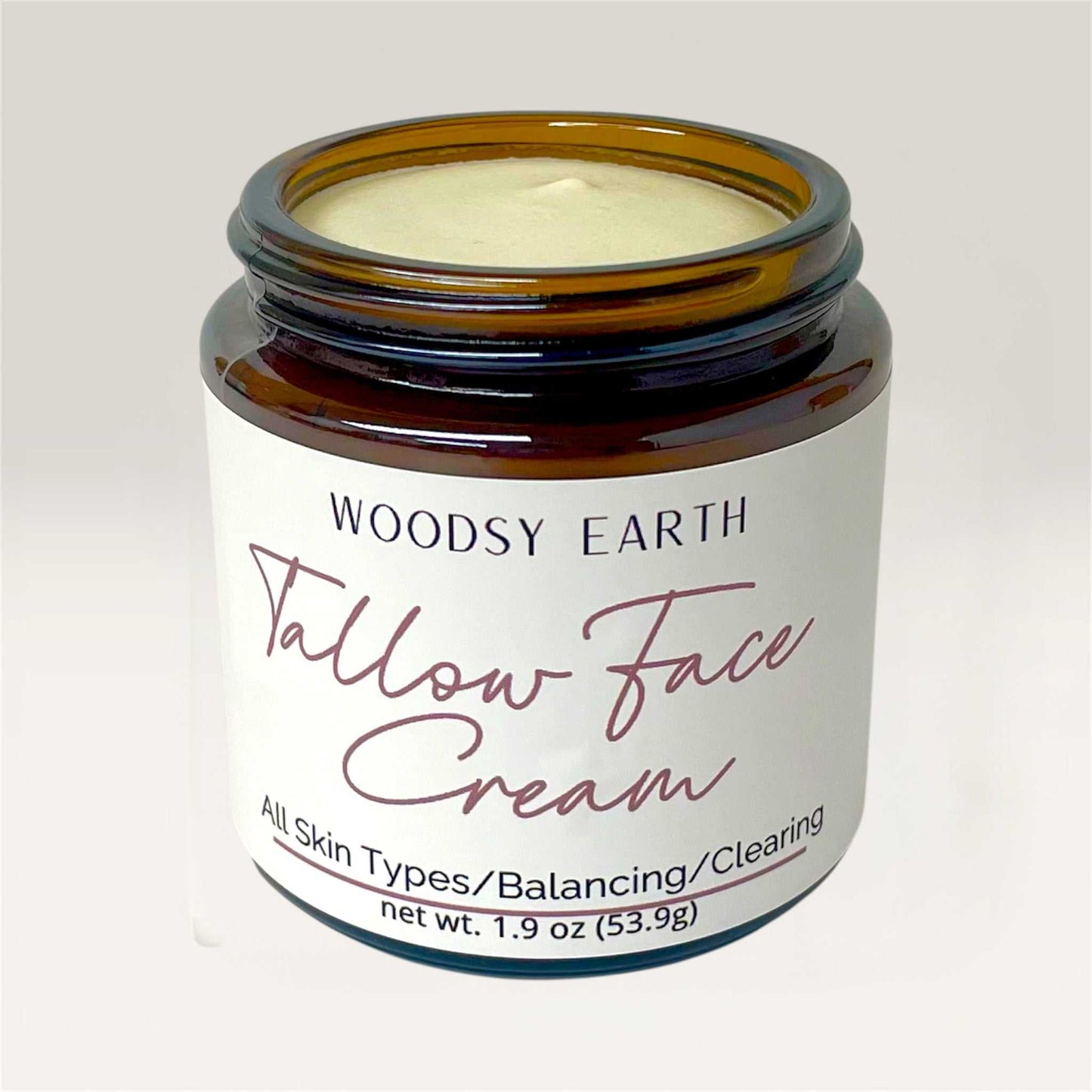 Whipped tallow face cream jar with natural ingredients for skin nourishment and hydration