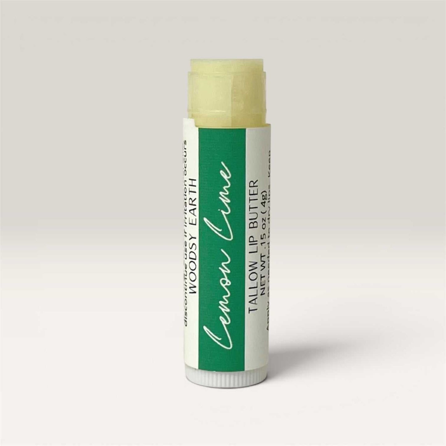 Lemon Lime Tallow Lip Butter tube with bright citrus scent and natural moisturizing ingredients