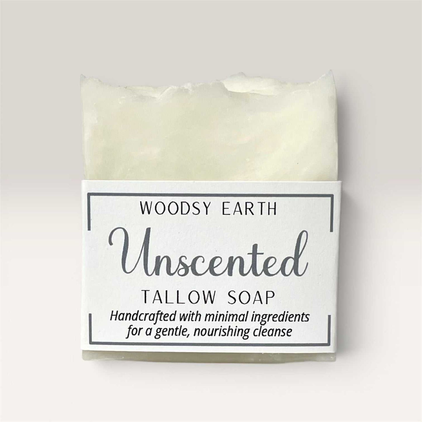 Handcrafted pure & simple unscented tallow soap bar made from grass-fed beef tallow with creamy lather for sensitive skin