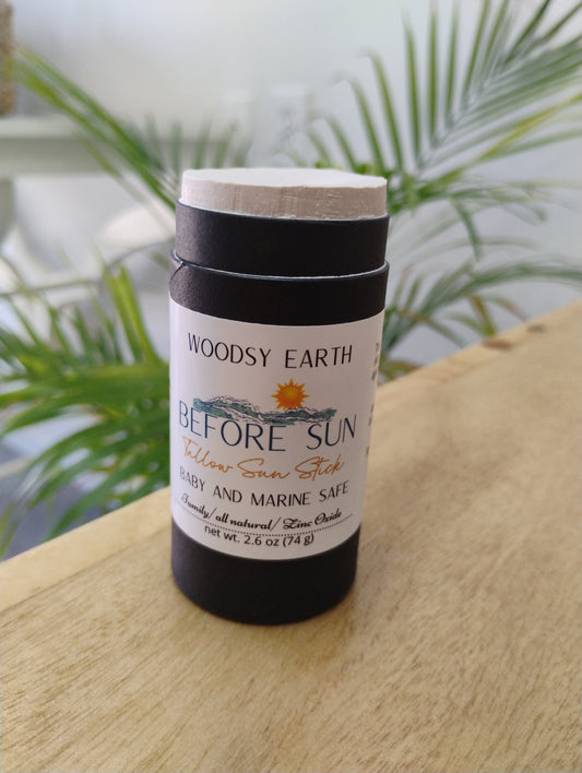 Close-up of Woodsy Earth Before Sun Tallow and Zinc Stick showcasing its creamy texture