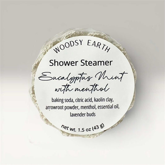Eucalyptus Mint & Menthol Revitalizing Shower Steamer with lavender buds for sinus relief and aromatherapy