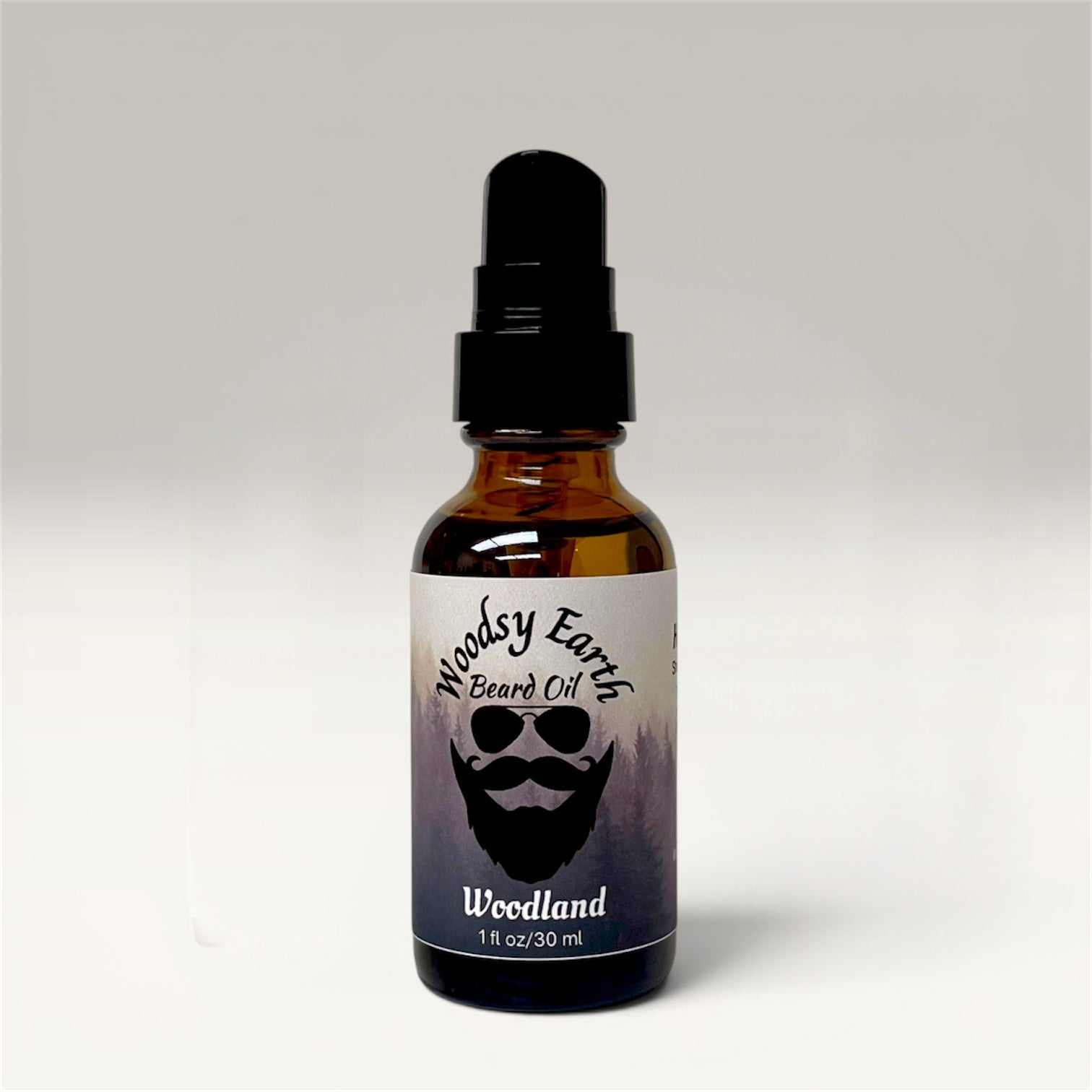 Beard oil bottle with natural botanical ingredients and text about fragrance-free formula and beard care benefits