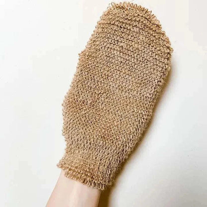 Earth Ahead jute exfoliating bath mitt for skin exfoliation and softness.