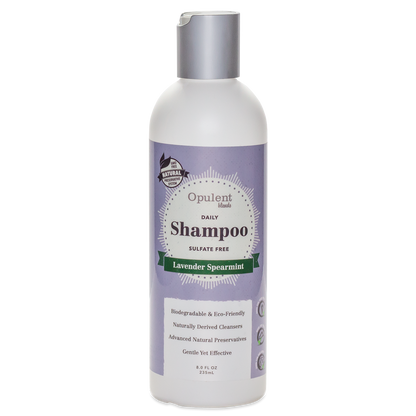 Natural hair shampoos bottle with lavender spearmint scent, 8 fl oz.