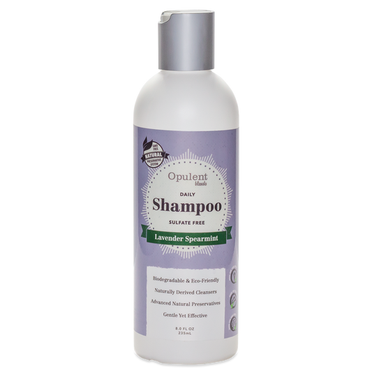 Natural hair shampoos bottle with lavender spearmint scent, 8 fl oz.