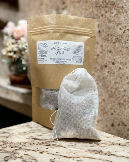 Postpartum Herbal Sitz Bath with organic ingredients in disposable bags for healing.