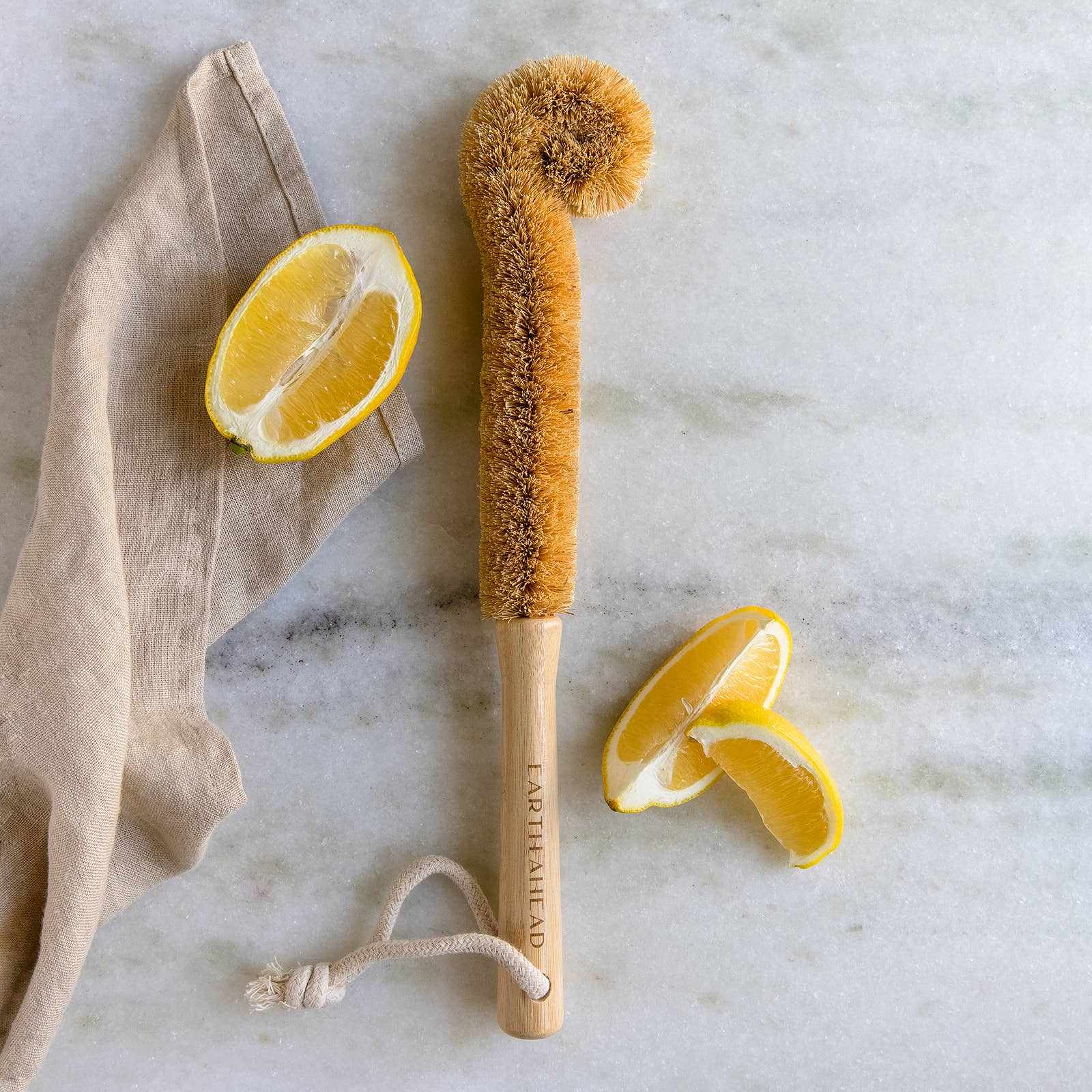 Eco-friendly bamboo coconut bottle brush for cleaning bottles and jars