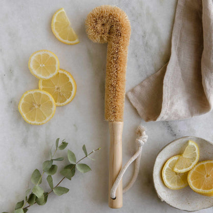 Eco-friendly bamboo and coconut fiber bottle brush for reusable bottles and jars