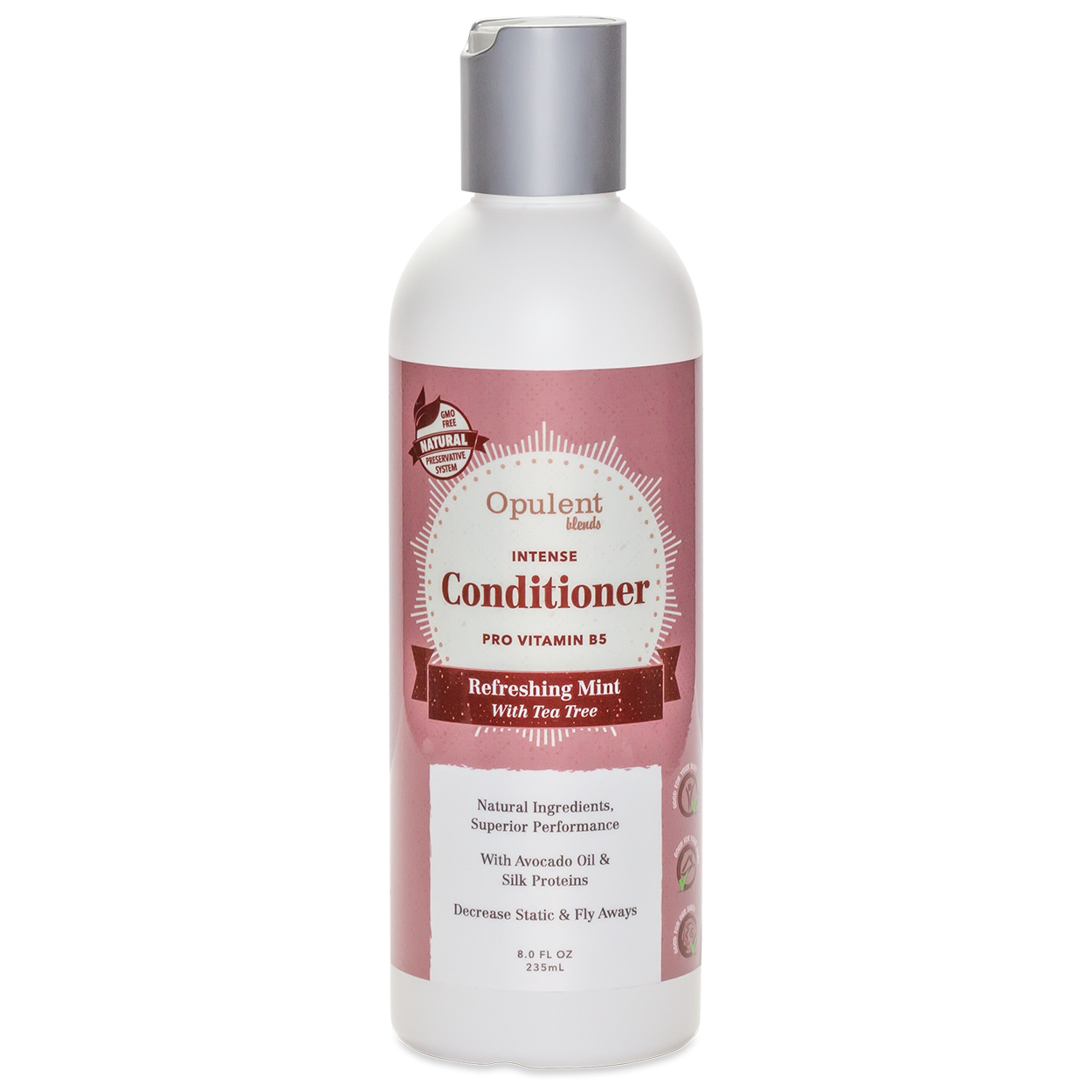 Opulent Blends Refreshing Mint Tea Tree Natural Hair Conditioner with Avocado Oil and Silk Proteins, 8 fl oz.