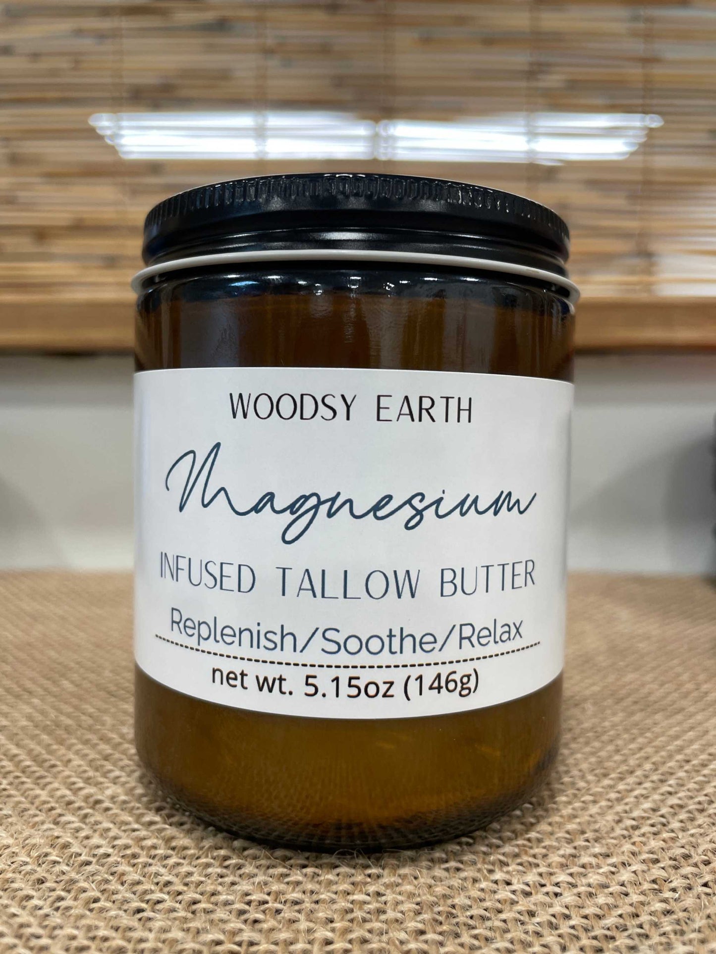 woodsy-earth-magnesium-tallow-butter-8oz-amber-jar