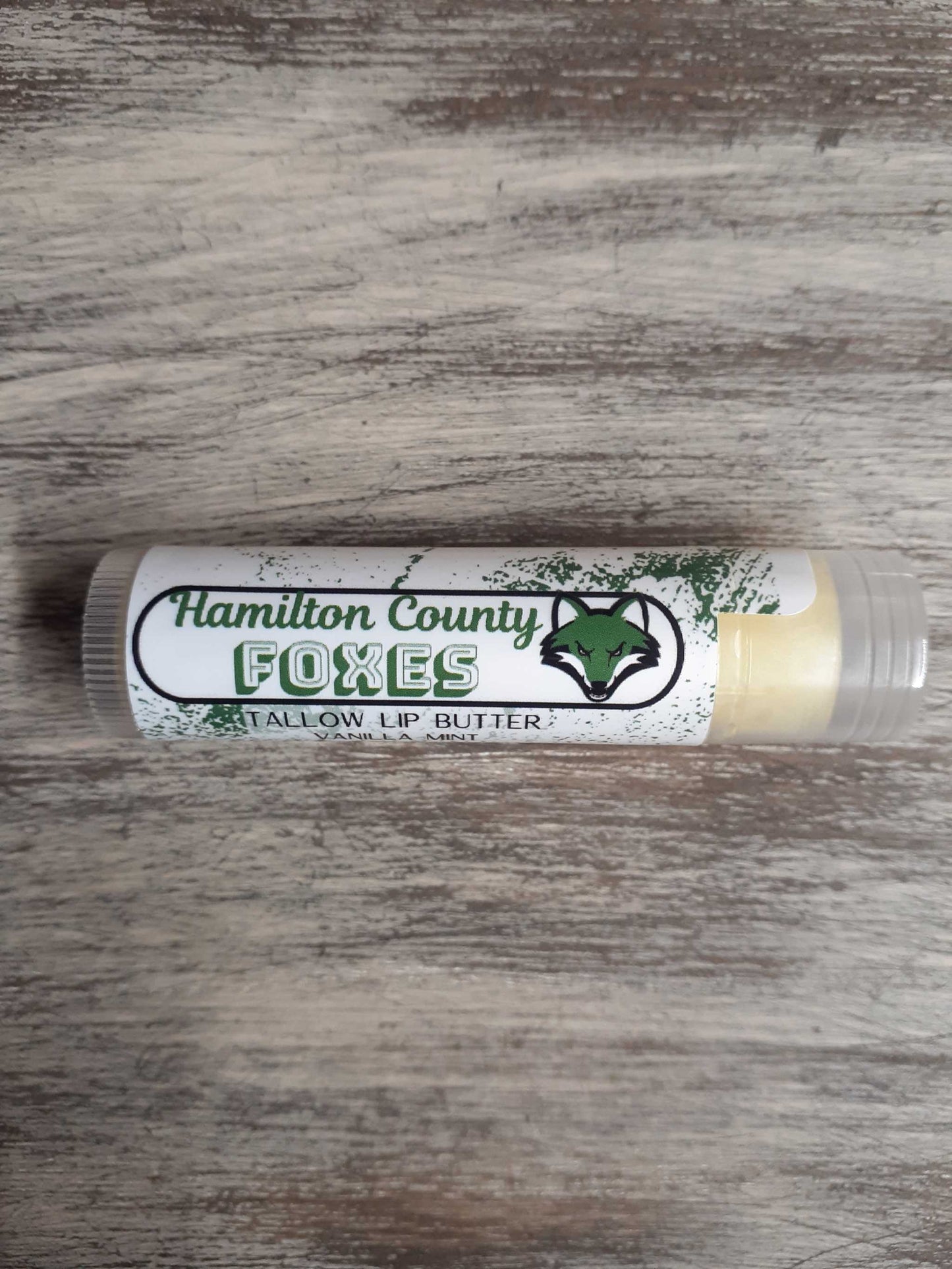Customized vanilla mint lip butter for school spirit.