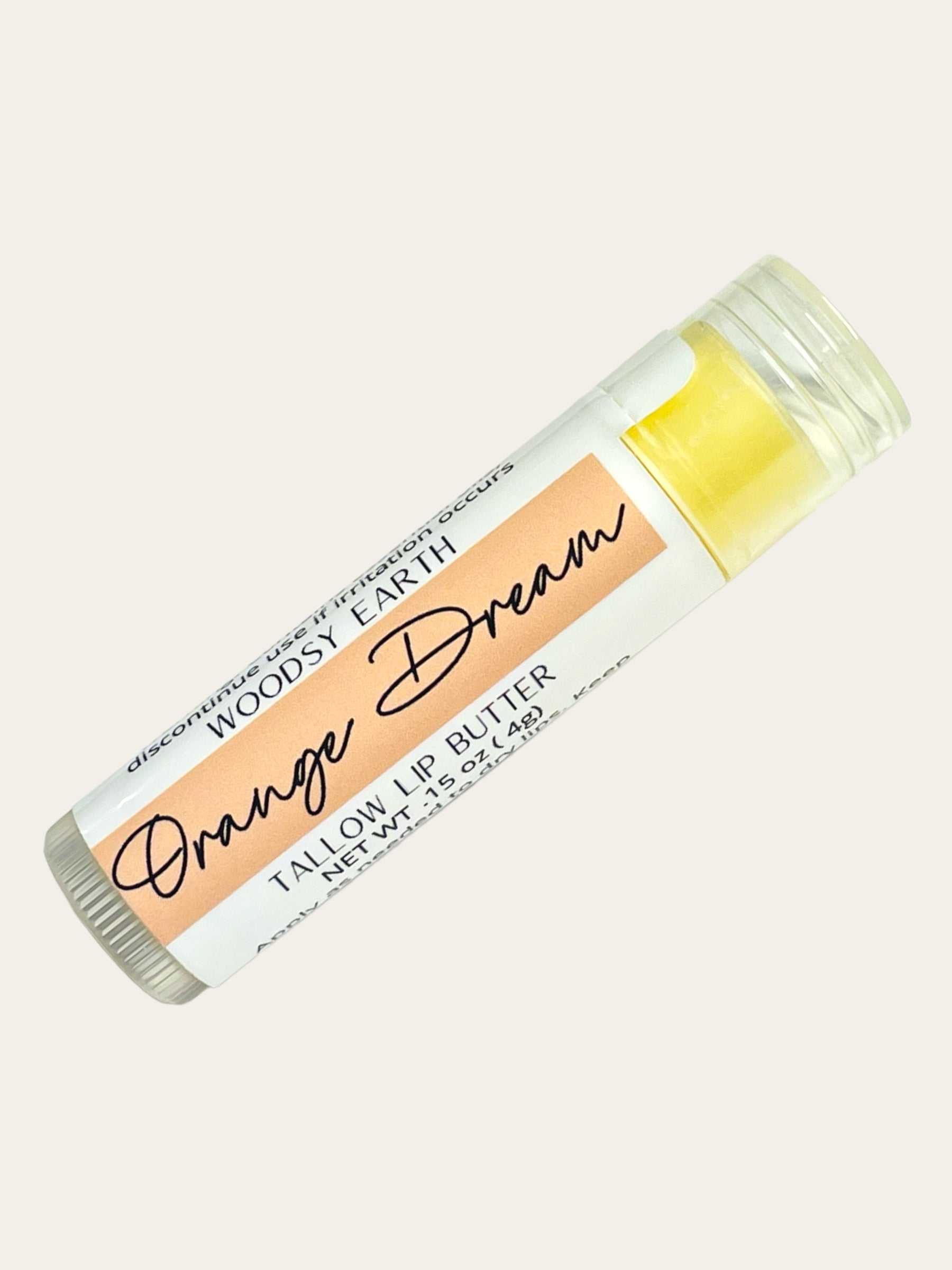 Orange Dream Lip Butter tube with sweet orange and vanilla scent.