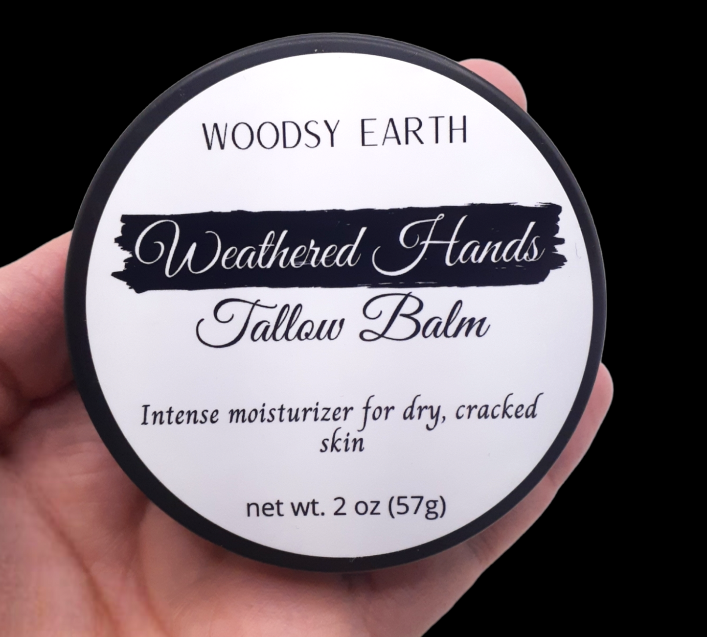 Weathered Hands Tallow Balm 2 oz tin for dry, cracked skin.